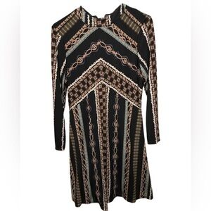 Free People Multicolor Geometric Long Sleeve Dress